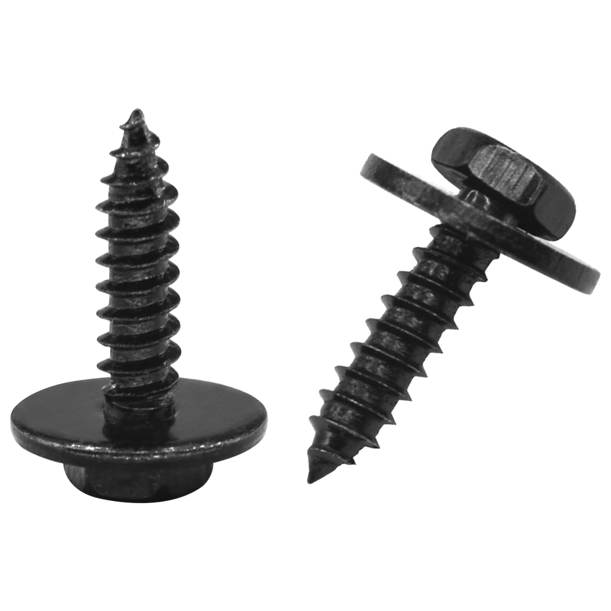 40 PCS Hex Self-Tapping Black Screws with Washers for Automotive Panels Door Panels, and Bumpers, 5mm x 18mm