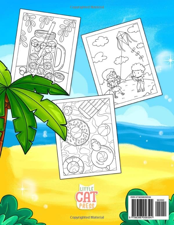 Hello Summer: Big, Cute & Fun Coloring Book with Summer Activities, Beach, Camping, Road Trips And Many More For Kids Ages 4-8 image 3