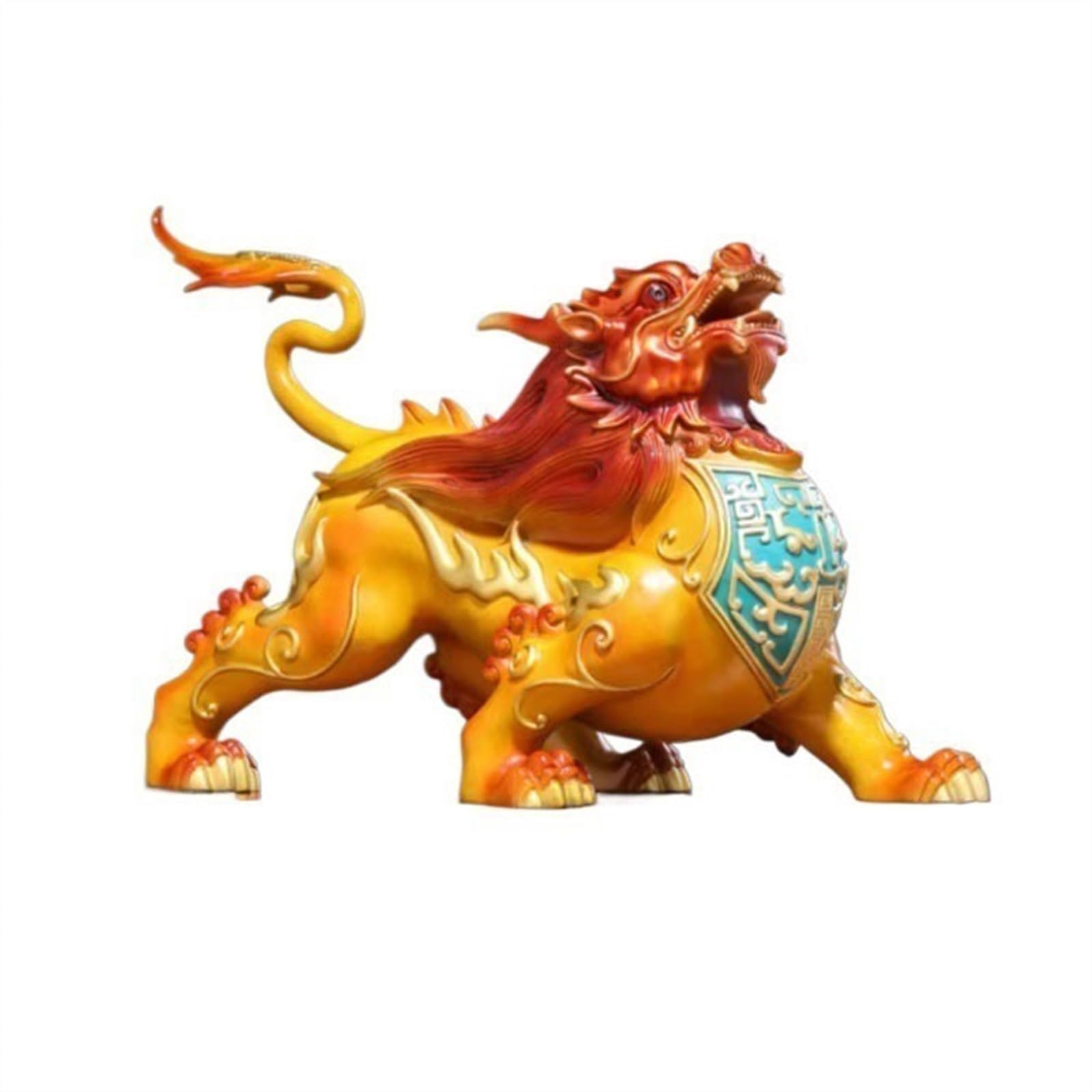YNIYUJKL Feng Shui Buddha Statue Feng Shui Decorations Vintage Beast Pixiu Decorative Ornaments Copper Crafts With Wooden Base Desktop Decoration Ornaments,Left-M