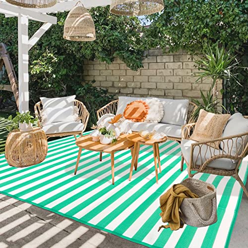 Reversible Outdoor Rugs for Patio Decor 5x8ft Striped Waterproof Portable Outdoor Carpet Large Plastic Straw Rug Indoor Outdoor Area Rug Floor Mat for Patio Clearance RV Camping Picnic Beach