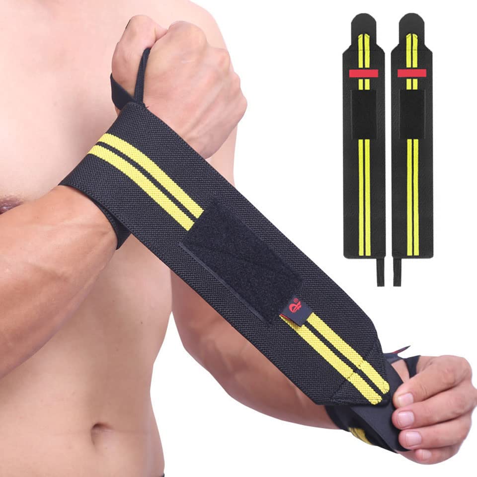 1 Pair Wristband Wrist Support Weight Lifting Gym Training Wrist Support Brace Straps Wraps Crossfit Powerlifting (Black)