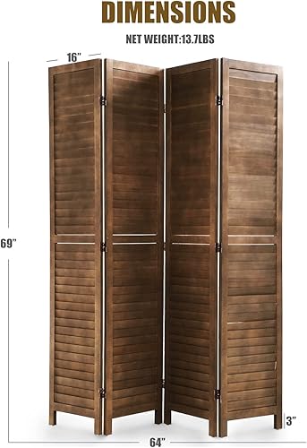 Miniatura 7 de Divisor de habitación 4 paneles divisor de madera de 575 pies pantalla de privacidad plegable para el hogar oficina dormitorio