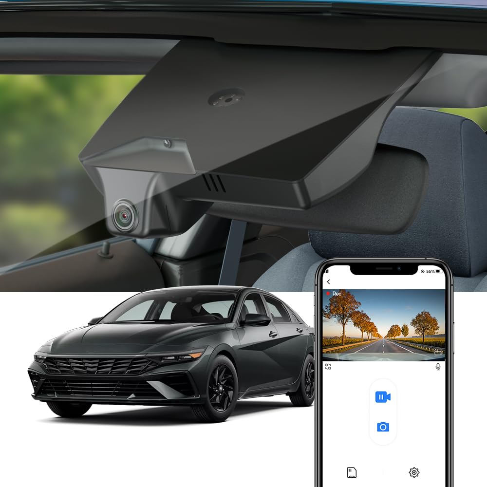 Fitcamx 4K Dash Cam Suitable for Hyundai Elantra 2021-2025 (Part No#AA000) SE SEL Limited N Line Blue Manual, OEM Look, UHD 2160P Video, WiFi & APP,