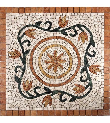 Rosette Rosoni Mosaik aus Marmor, für Innen und Außen, 66A10, 66 x 66 cm