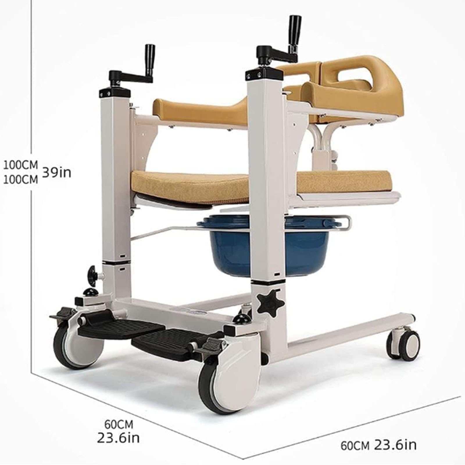 Silla De Transferencia De Pacientes 4 En 1 con Asiento Dividido De 180 ° Silla De Elevación De Dirección Flexible De 360 °, Silla De Ruedas Elevadora De Transferencia para Personas