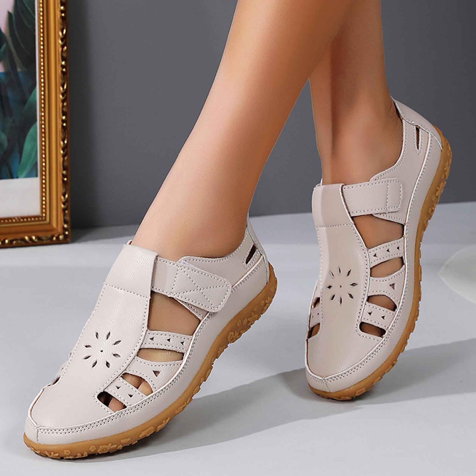 Generisch Sandales confortables pour femme pour le quotidien - Bout fermé - Design de talon respirant - Ouvertures - Fermeture idéale pour les tenues d'été décontractées