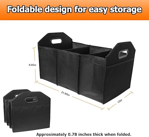 Miniatura 2 de Organizador de maletero de automóvil, caja de almacenamiento plegable de 42 litros con asas y compartimentos reforzados, accesorios de organización