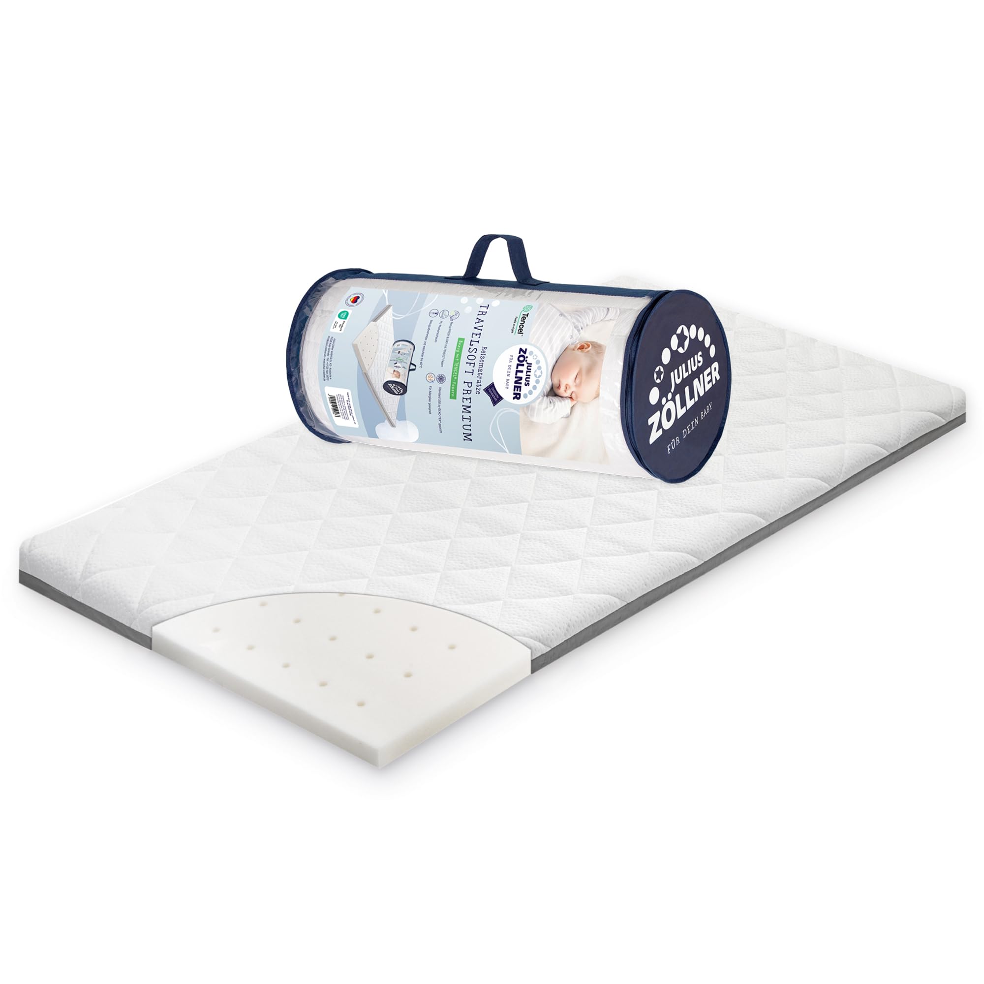 Julius Zöllner Reisebettmatratze Travelsoft Premium, Schadstoffgeprüft nach Standard 100 by OEKO-TEX, 60 x120 cm