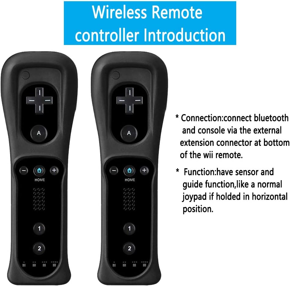 Super Deal Product Lactivx 2 Packs Nunchuck and Wii Remote Controller with Silicone Case and Strap Compatible with Wii Wii U Console(Black and Black)