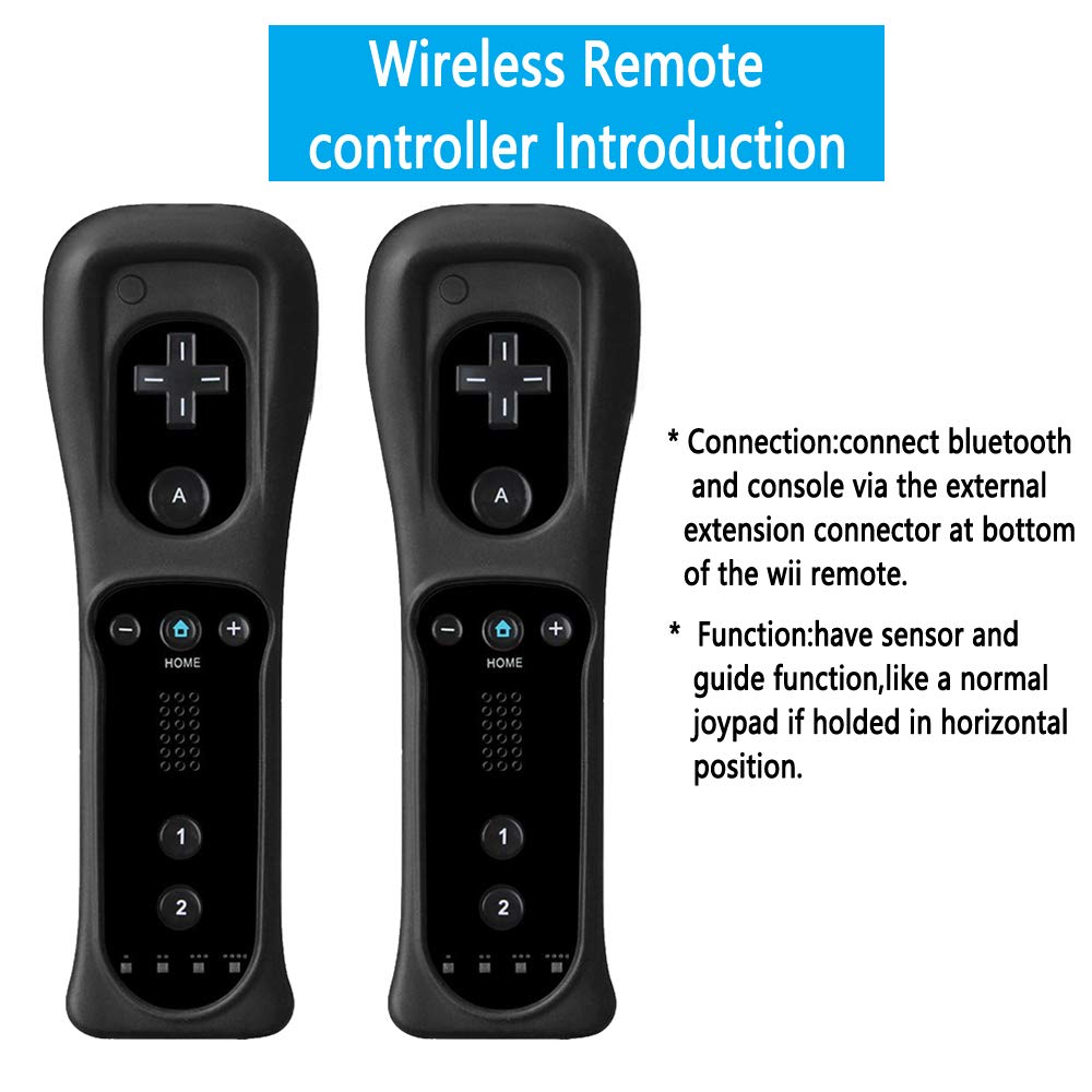 LACTIVX 2 Packs Nunchuck and Wii Remote Controller with Silicone Case and Strap Compatible with Wii Wii U Console(Black and Black)