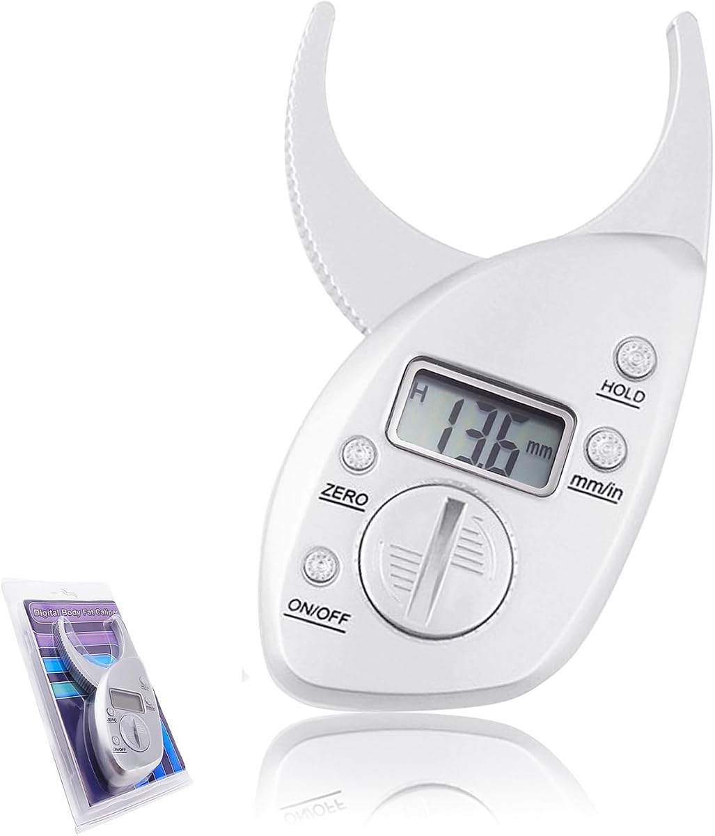 Portable Skin Fat Caliper Tester mm inch LCD Screen Athletic Women/Men Body Tools Monitoring Kit Handheld Body Fat Caliper