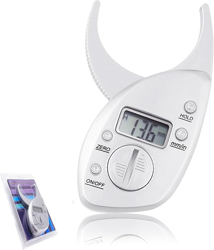 Portable Skin Fat Caliper Tester mm inch LCD Screen Athletic Women/Men Body Tools Monitoring Kit Handheld Body Fat Caliper