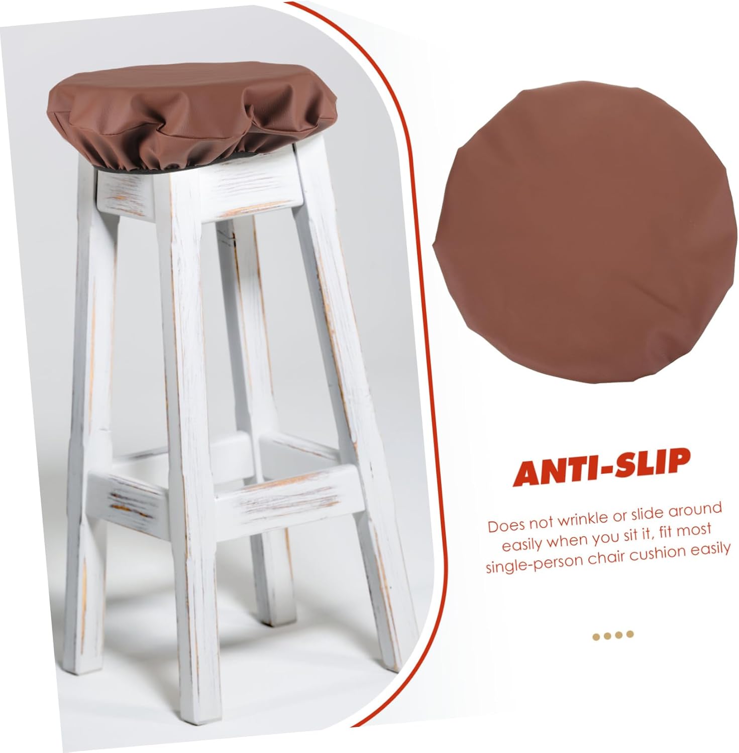 Ciieeo 5pcs Padded Round Stool Covers Stretchy Leather Replacement for Bar Stool Seats for Kitchen Dining Easy to Clean and Maintain