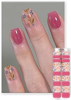 Semi Cured Gel Nail Strips | Built-In Gel Top Coat | UV Light Required | Salon Quality, Easy Application And Removal (Muted Purple Flower)