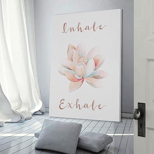Miniatura 3 de Inhala Exhala Arte, póster de citas de loto, obras de arte de yoga, citas espirituales, arte de meditación y arte de pared, póster moderno de