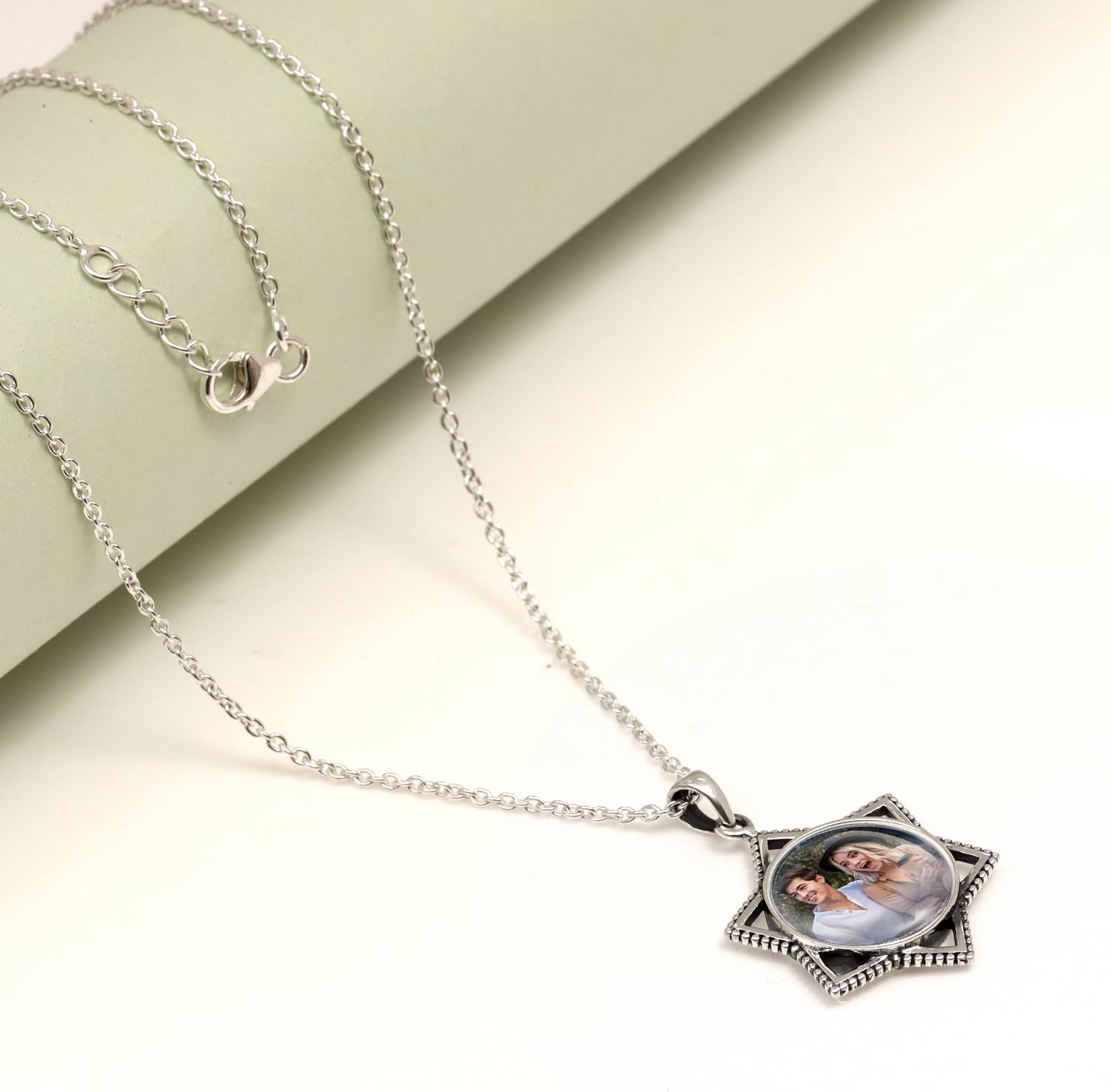 LeCalla personalized Pendant Necklace for Women | Customized Double Sided Photo Transparent Resin Necklace Gift Jewelry for Mother Day Valentines Day Wife Sister