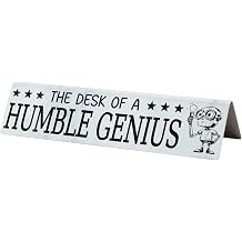 Humble Genius Desk Nameplate, Funny Engineer Developer Coworker Office Gift