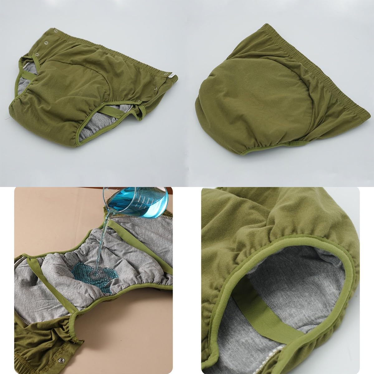 Confezione Da 2 Slip In Cotone Anti-urina Intimo Per Adulti L'incontinenza | Mutandine Post-operatorie Slip Impermeabili Pannolini Lavabili In Tessuto Per Anziani Allettati(Gray+Green,3XL)