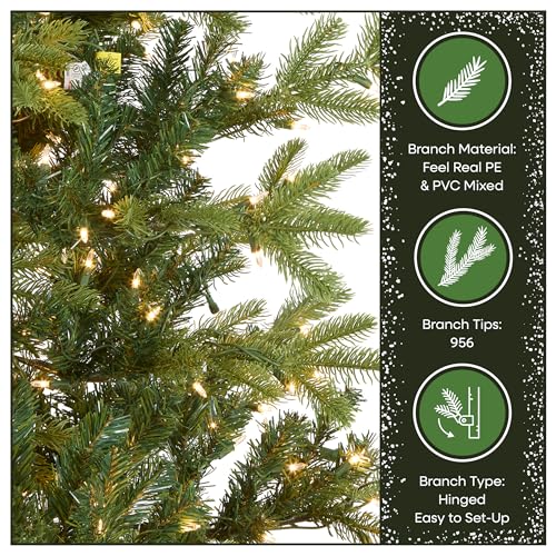 National Tree Company 6.5 ft Pre-Lit Norwegian Spruce Artificial Christmas Tree, 650 Clear Lights, 956 Feel Real Tips, Includes Stand, Green by National Tree Company - Image 7