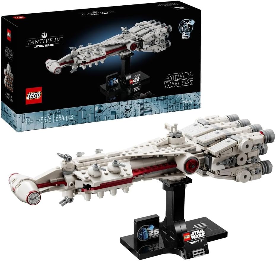 Star Wars Tantive IV Set, Collectible 25th Anniversary Starship Model Kit for Adults to Build, Iconic Vehicle from A New Hope, Memorabilia Home, Office Décor Gifts for Men, Women & Fans 75376