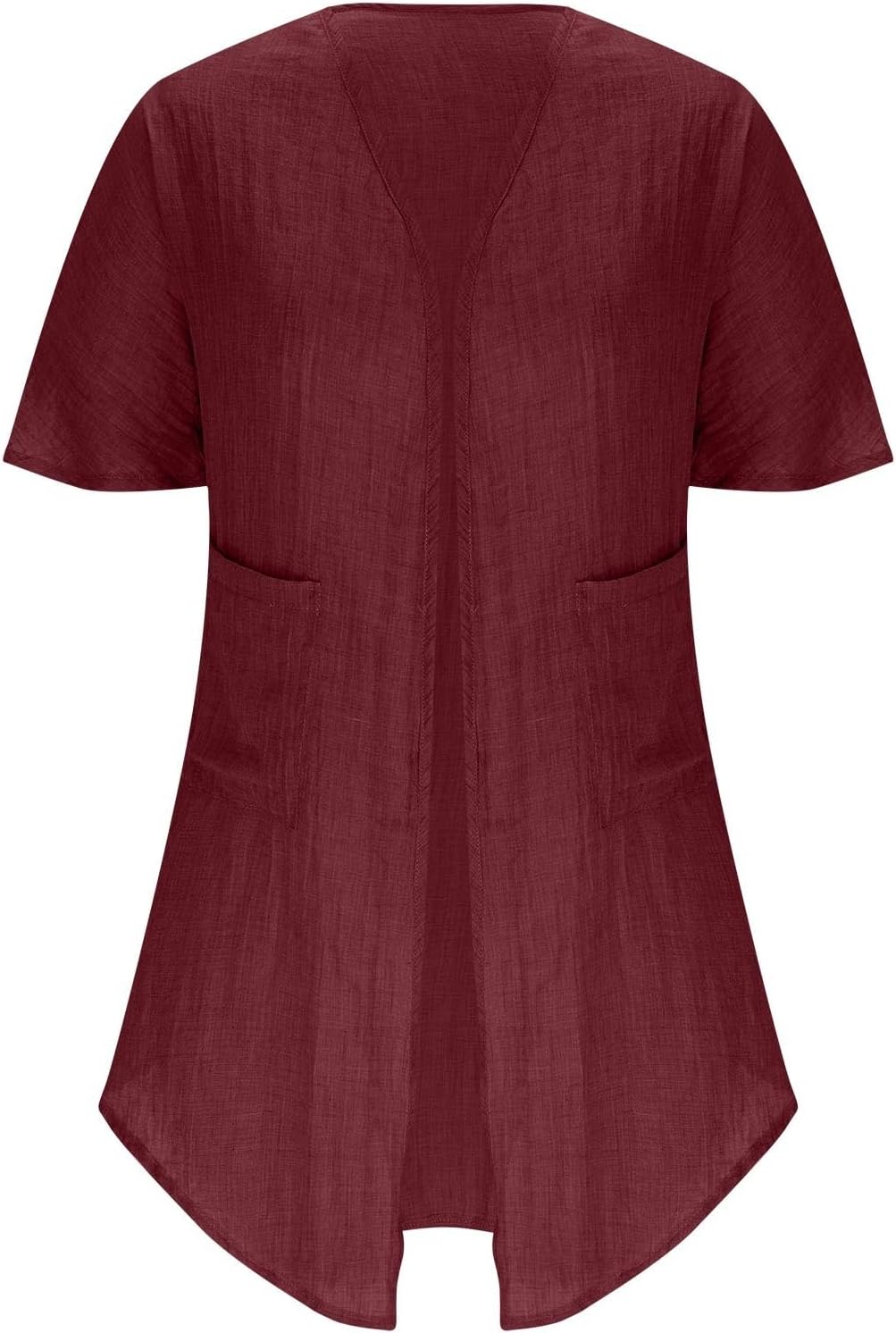 Oplxuo Womens Cotton Linen Cardigans Lightweight Long Cover Up Fall Casual Loose Fit Half Sleeve Beach Coverups with Pockets