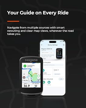 Magene C606 V2 Bike Computer GPS 2.8 Color Touchscreen, Multi-Scenario ClimbPro, Live Segments, Cycling Dynamics, Offline Navigation & 15-25Hr Battery