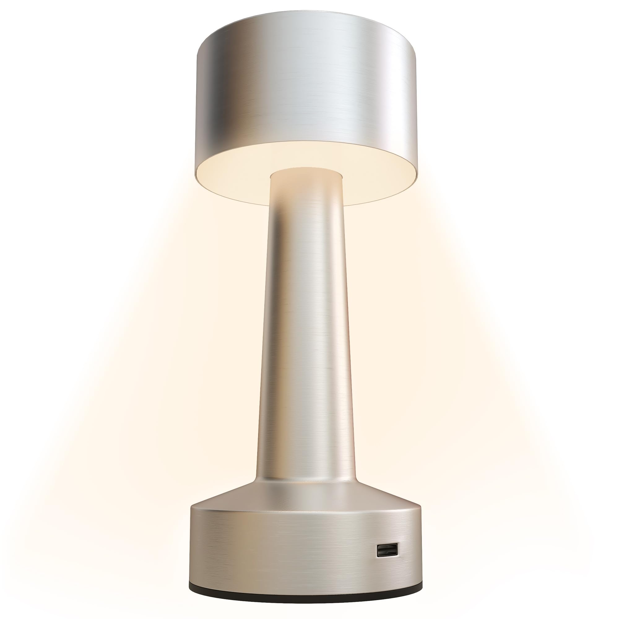 Homcom Silver Cordless Table Lamp With 2600Mah Rechargeable Battery, 3 Colour, Touch Led Lamp For Bedroom Living Room,