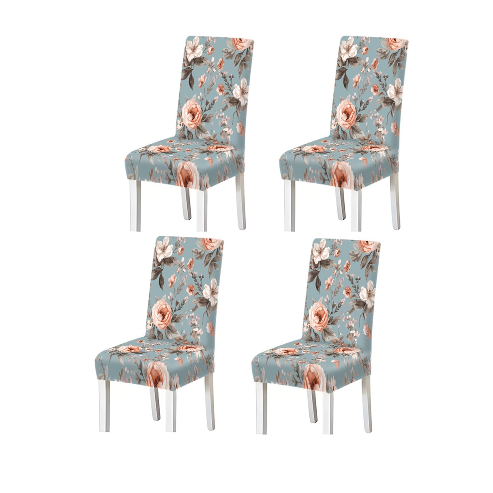 FZJKGH Rose Floral Pattern Print Dining Chair Covers Set Of 2/4/6, Stretch Slipcovers For Kitchen Dining Room Removable Stretch Slipcovers for Dining Chairs(4PCSChair cover)