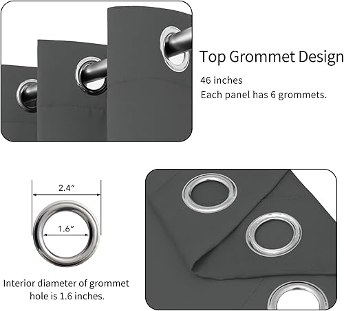 Miniatura 4 de Easy-Going - Cortinas blackout unicolor, con ojales, para aislamiento térmico, reducción de ruido y oscurecimiento de habitación o sala de estar, 2