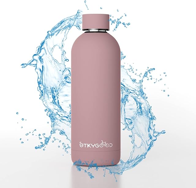 Stainless Steel Water Bottle 500ml Leak-proof, Double Wall Vacuum Insulated Flask&Thermos, Metal Drinks Bottle with BPA Free - 12 Hrs Hot/24 Hrs Cold, Water Bottles for Sports Gym Office (Dusky Pink)