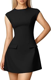 Women's Sexy Mock Neck Cap Sleeve Mini Dress Summer Bodycon Club Party Dresses