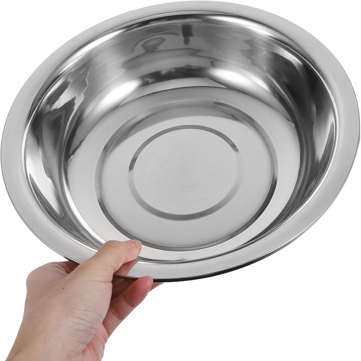 Stainless Steel Basin 10.6 Inch Multi-Use Mixing Bowl for Kitchen Laundry Bathroom Wash Basin for Fruits Vegetables Soup Egg Beating and Foot Soaking