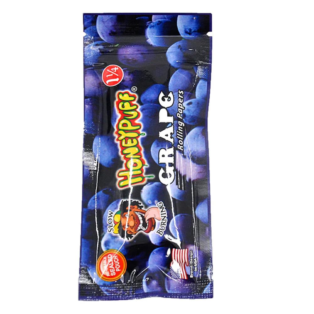 STUARTS DIRECT Cigarette Rolling Papers | 1 1/4 Size Paper in Sealed Plastic Smell Proof Pouch (GRAPE)