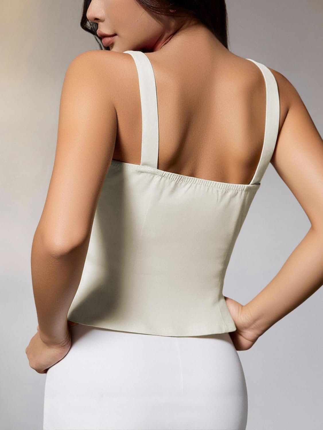 Women's Square Neck Sleeveless Tank Top Elegant Slim Fit Going Out Corset Tops - Image 2