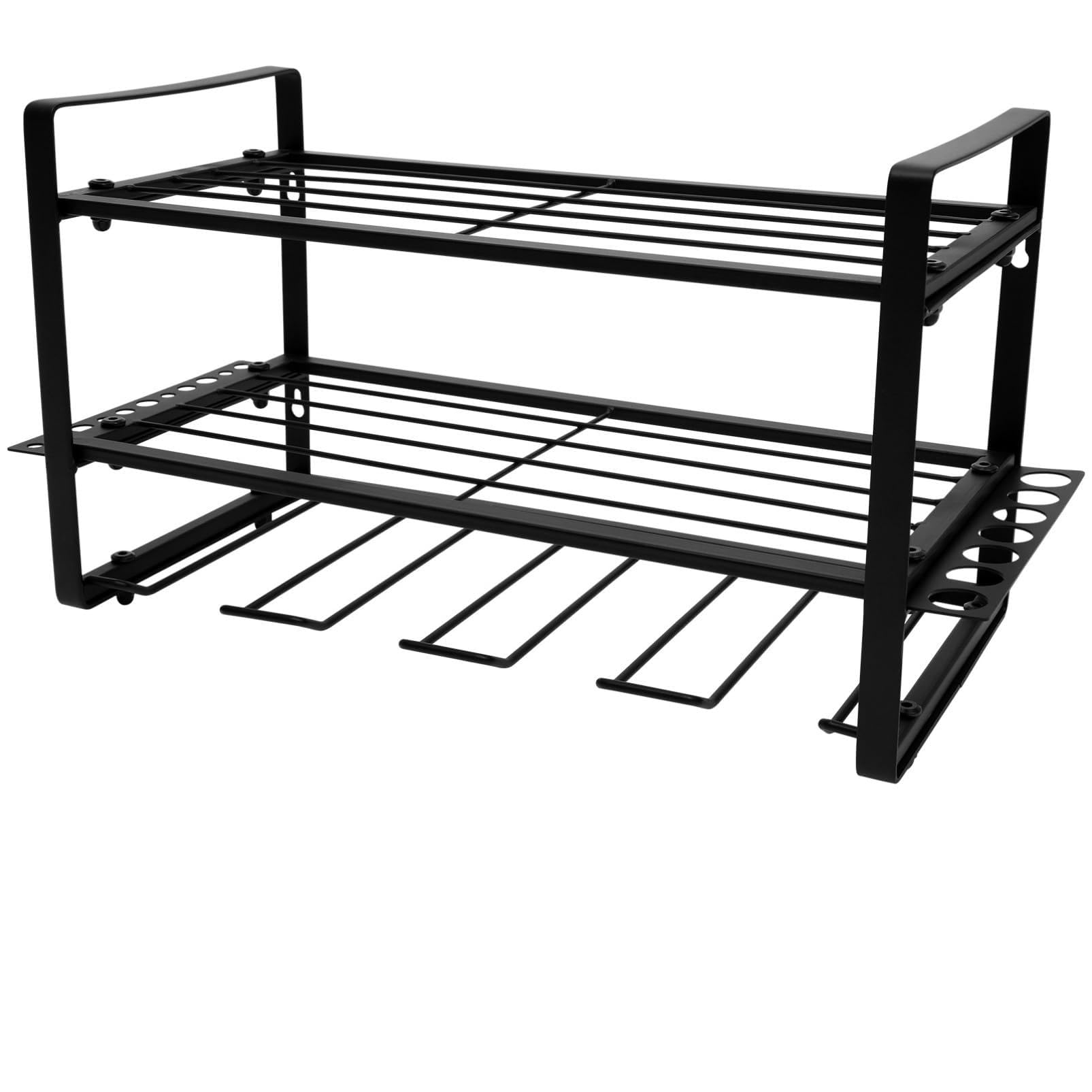 Alipis Soporte para Taladro Tres Niveles en Acero al Carbono Negro | Montaje en Pared, Portaherramientas Soportes Laterales para Destornilladores y Alicates
