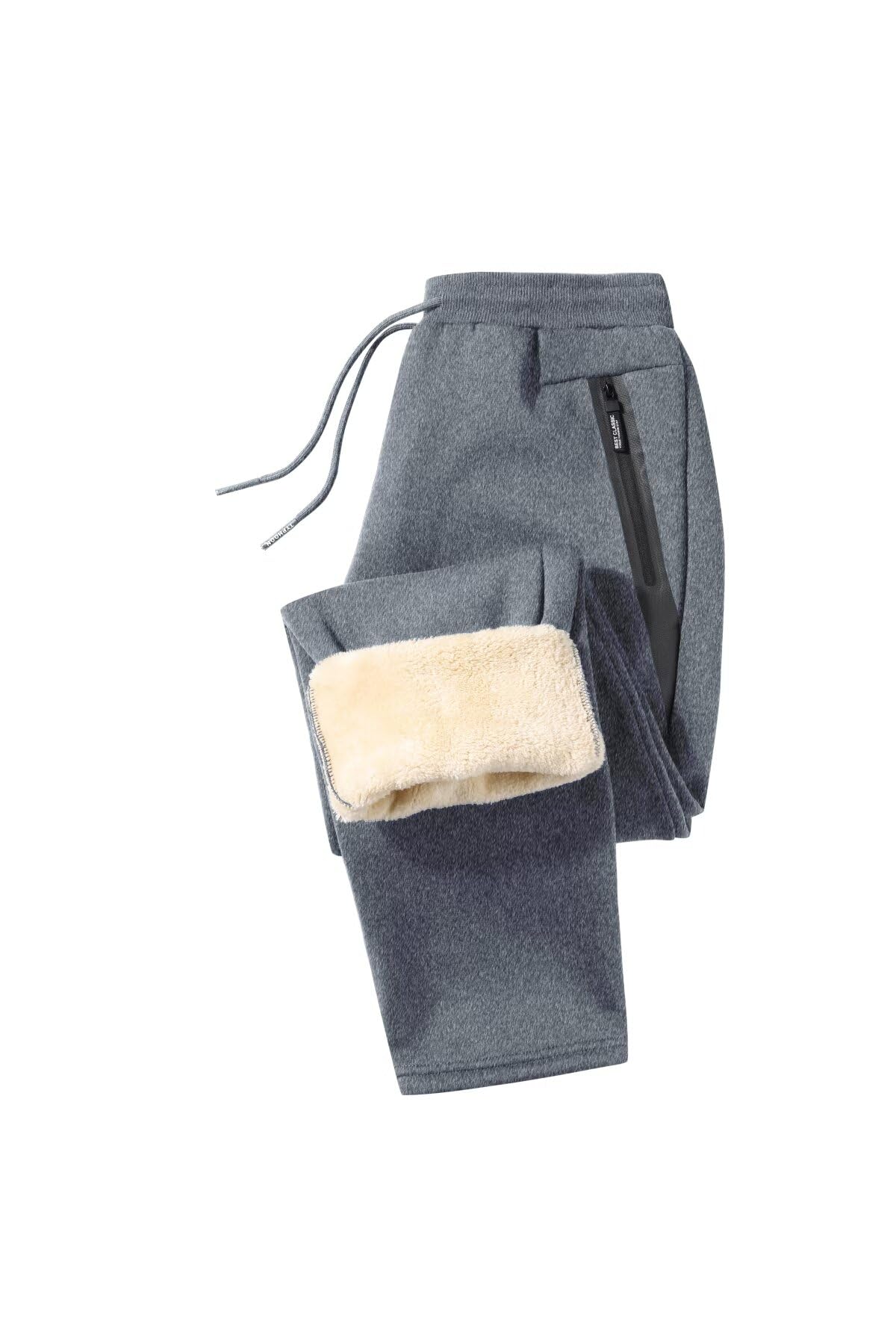 Tansozer Jogginghose Herren Gefüttert Sporthose Baumwolle Winter Fleece Thermo Dicke Trainingshose Hosen Freizeithose Thermohose Herren Fleecehose Warme Sweatpants Winterhose Grau 2XL
