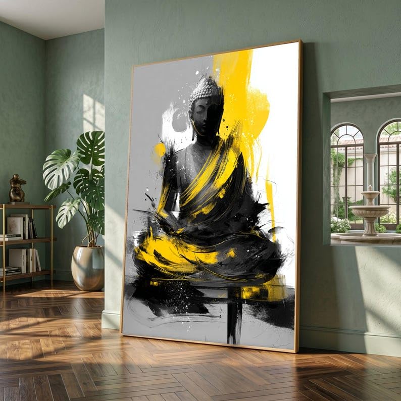 Tableau Bouddha sur toile de qualité supérieure cadre intérieur 70x100