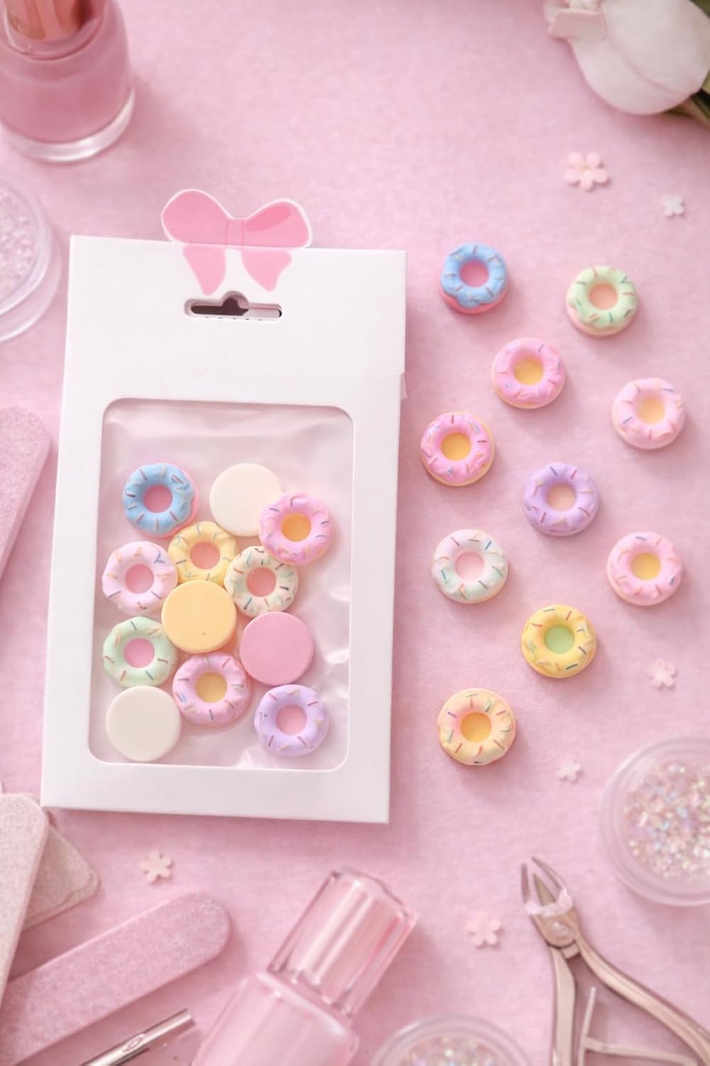 Yoonail Professional Nail Ornament Charm, Donut Temalı Tırnak Süsleme Seti, 10 Parça