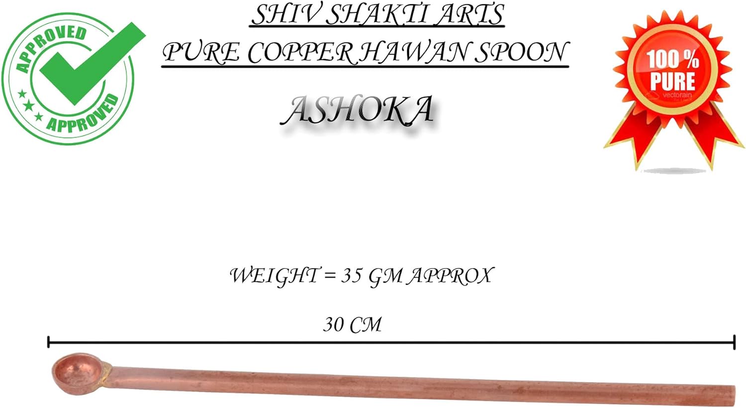 Shiv Shakti Arts® Copper Hawan Spoon for Pouring Ghee in Hawan Kund Hawan Achmani, Premium (12 INCH,Brown)