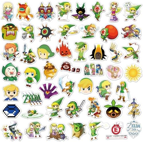 50Pcs Cartoon The Legend of Zelda Stickers for Kids, Vinyl Waterproof Game Decal for Water Bottle Laptop Sticker for DIY Decorate Bumper Phone Hard Hat Kids Teens Gifts (Sdcs) — view 5