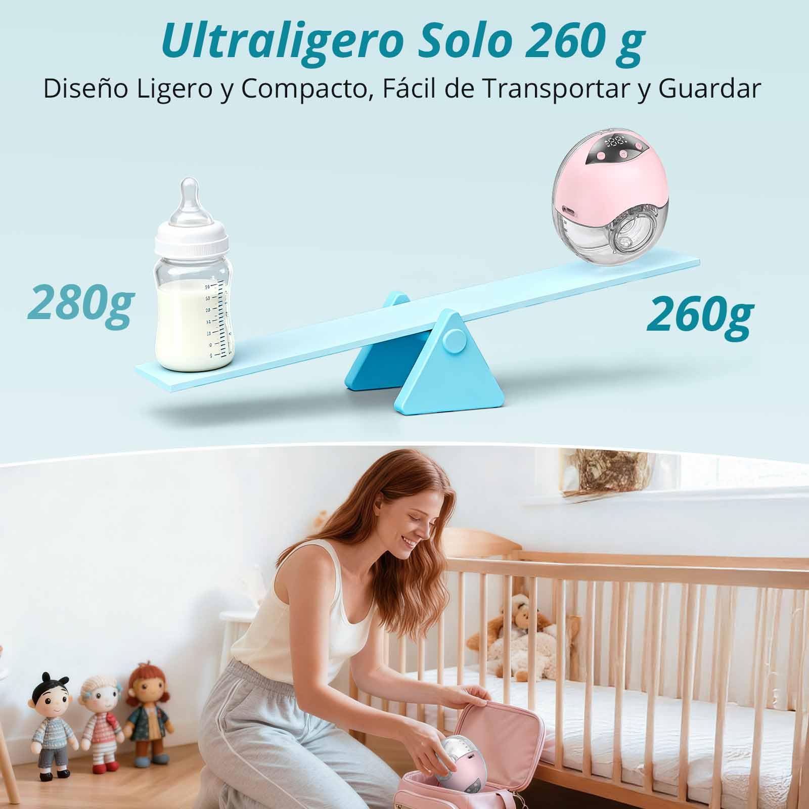 2 Piezas Sacaleches Eléctrico Manos Libres con 4 Modos y 12 Niveles | Extractor de Leche Portátil Silenciosa, Con Brida de 19/21/24 mm y Gran Capacidad de 210 ml para Oficina Viajes-Rosa