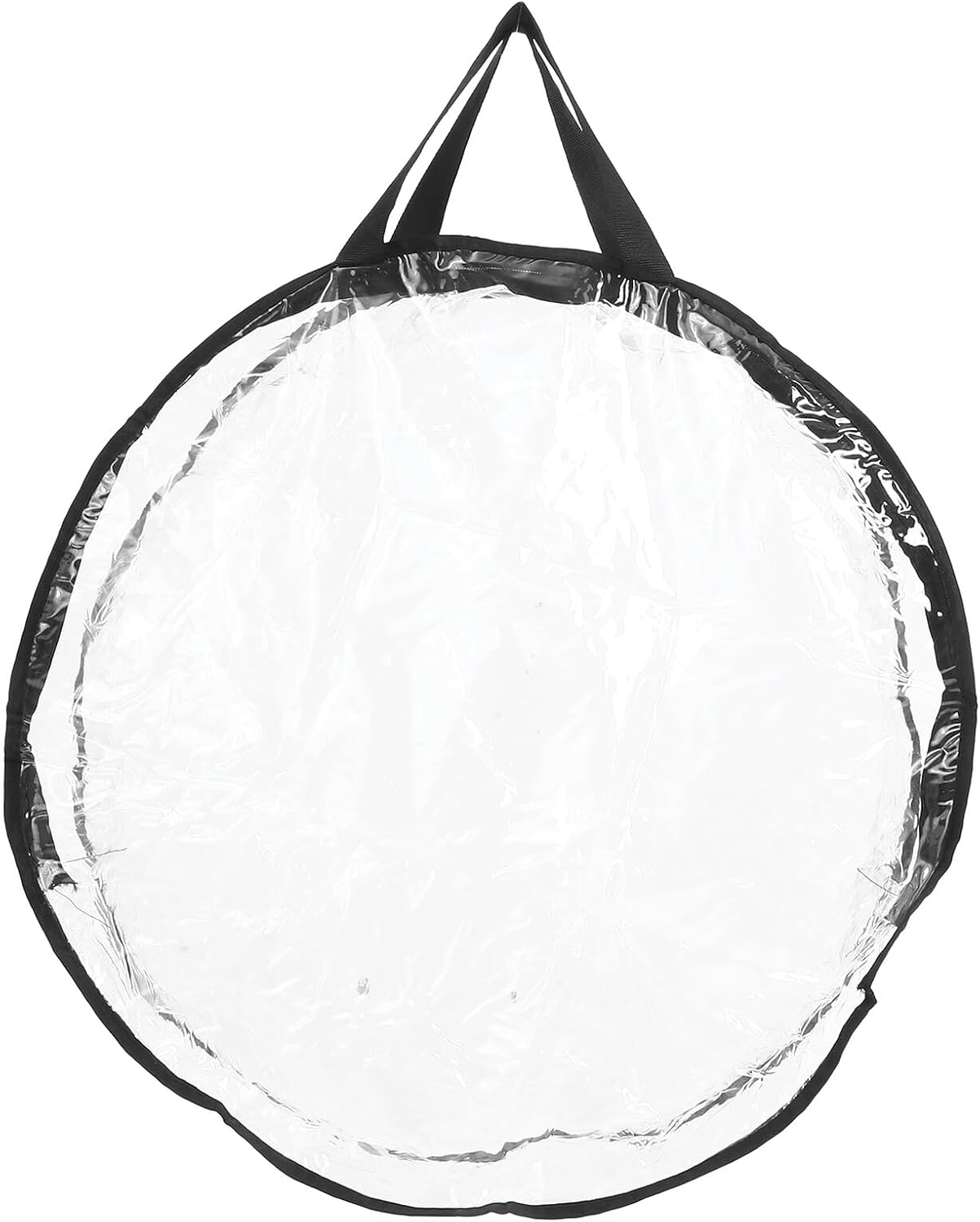Uonlytech Christmas Wreath Storage Bag Plastic Organizer with Black Trim, 60cm Diameter Round Decorative Garland Holder for Holiday Storage