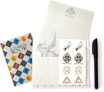 Playhouse 29-piece Harry Potter Hogwarts Kids Stationery Set Tote with Pen | Officially Licensed, Includes Paper, Envelopes, Post Cards, Notebook, Address Book, Coordinating Stickers, Eraser and Pen