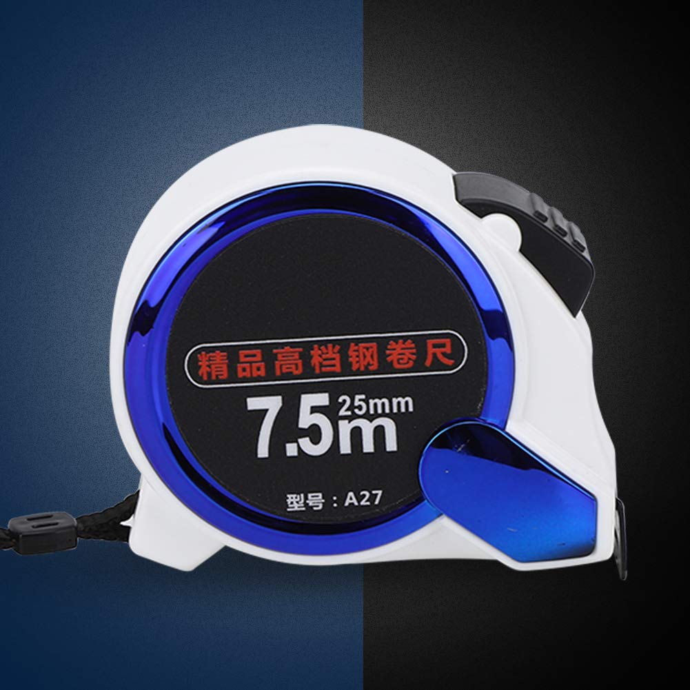 Ejoyous Metro a Nastro in Acciaio, Metro a Nastro in Acciaio Inossidabile 5 M X 19 Mm 7,5 M X 25 Mm, Guscio in PC Retrattile con Blocco Automatico con Scala Chiara e Design Antiurto per la (7.5M*25MM)