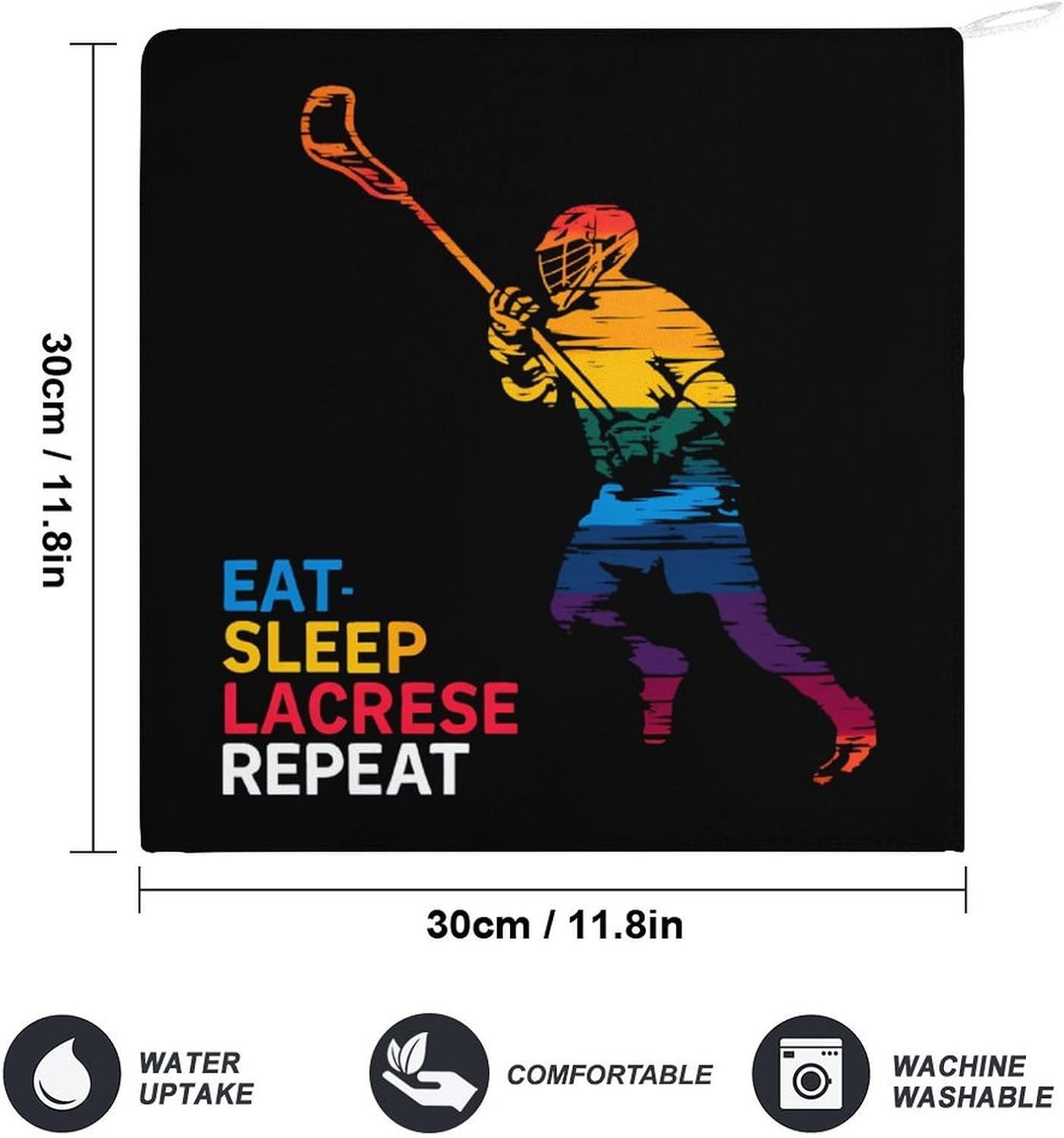 Eat Sleep Lacrosse Repeat Hand Towels for Bathroom Handkerchief | Absorbent,with Hanging Loop,Kitchen Towels,for Home Hotel,Soft