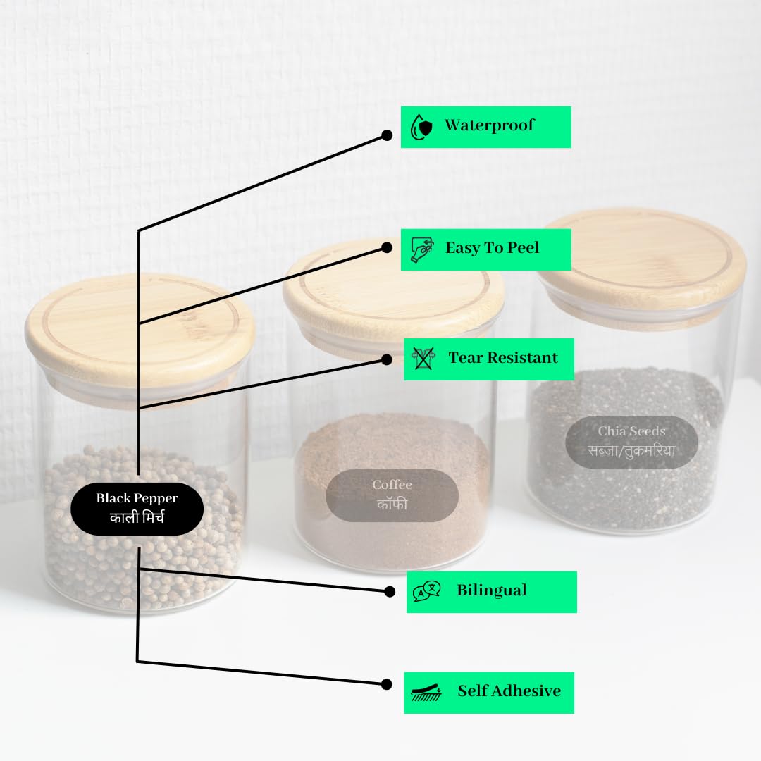 R H LIFESTYLE Kitchen Stickers Book Pre-Printed Stickers for Kitchen Containers Waterproof Masala Stickers Jar Label Maker 5 Sheets Spices Stickers Spice Organizer for Kitchen 5 61 R NsDM1L. SL1080