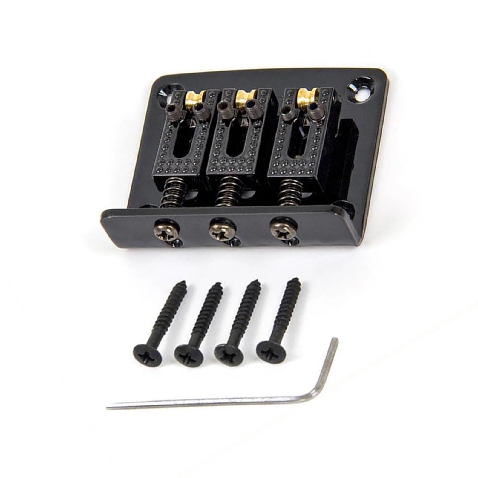 Puente fijo de tres cuerdas 50x42 inserto de guitarra o drop through con selleta de rodillos para guitarra eléctrica negra Puente Genérico Guitarra Acústica