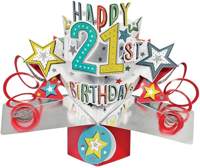 Happy 21st Birthday Pop-Up Greeting Card Original Second Nature 3D Pop Up Cards
