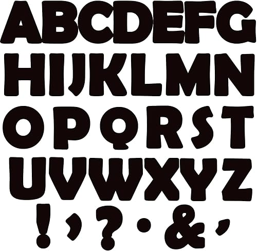 Juego de 150 letras grandes de 6 pulgadas para tablón de anuncios, letras recortadas del alfabeto de aula negras para exhibición en tablón de