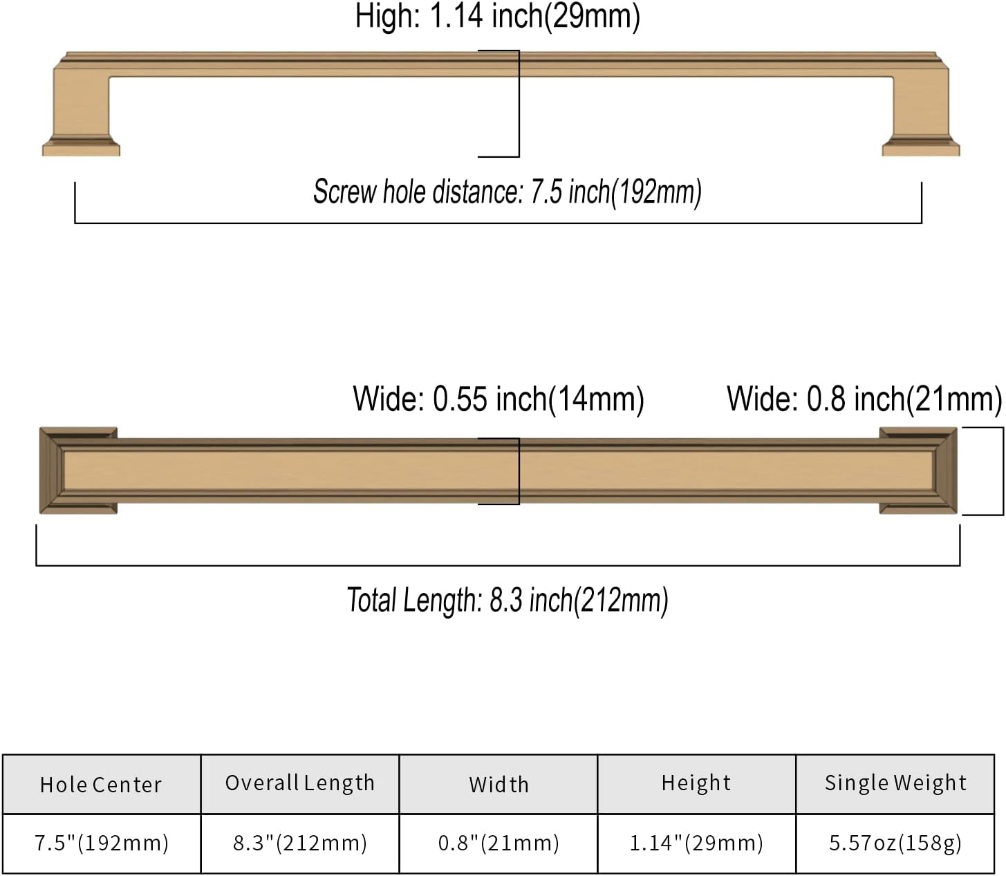 AOOTOCH 10 Pack 7.5 Inch Kitchen Cabinet Handles Champagne Bronze Cabinet Pulls Kitchen Cabinet Hardware Kitchen Handles for Cabinets Gold Cupboard Handles